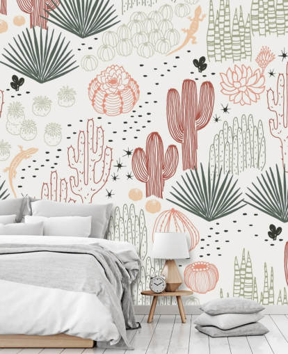 vihreä, valkoinen ja terrakotta kaktus doodles tapetti vihreä, valkoinen ja terrakotta kaktus doodles tapetti