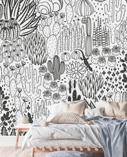 mustavalkoinen kaktus doodles tapetti mustavalkoinen kaktus doodles tapetti