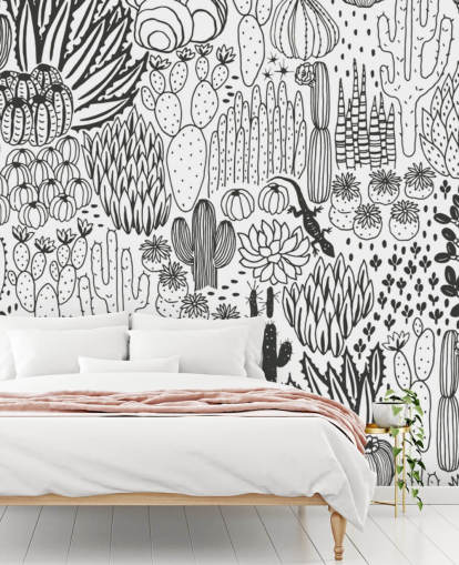 black and white cactus doodles wallpaper black and white cactus doodles wallpaper