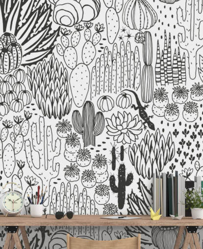 mustavalkoinen kaktus doodles tapetti mustavalkoinen kaktus doodles tapetti