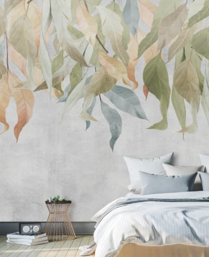 green and golden brown hanging leaves wallpaper