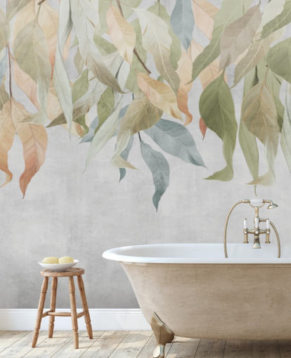 green and golden brown hanging leaves wallpaper