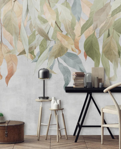 green and golden brown hanging leaves wallpaper