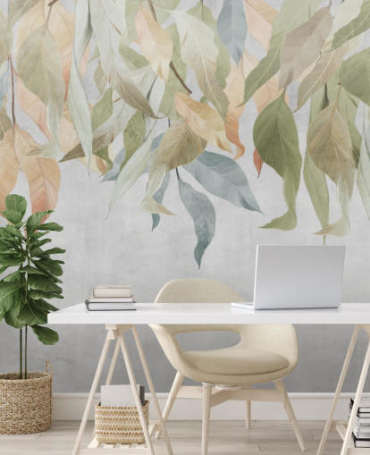 green and golden brown hanging leaves wallpaper