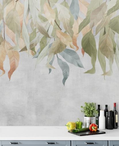 green and golden brown hanging leaves wallpaper