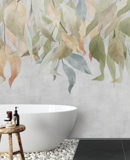 grüne und goldbraune hängende Blätter Tapete