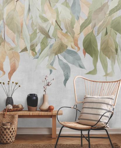 papel tapiz de hojas colgantes de color verde y dorado papel tapiz de hojas colgantes de color verde y dorado