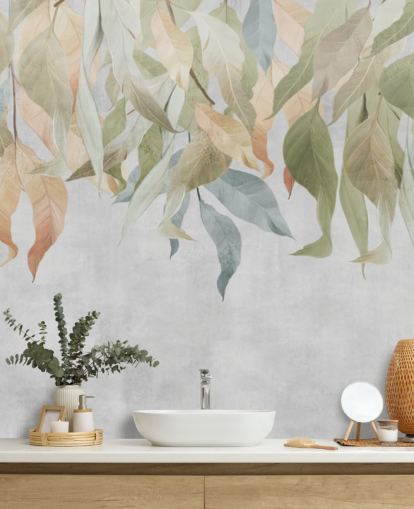 papel tapiz de hojas colgantes de color verde y dorado