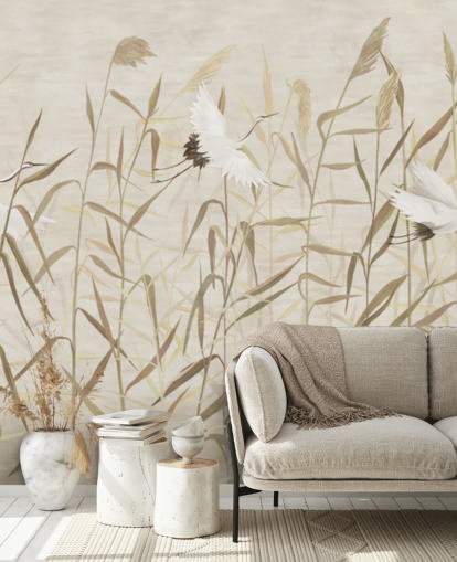 aironi volanti tra le canne carta da parati