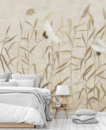 aironi volanti tra le canne carta da parati