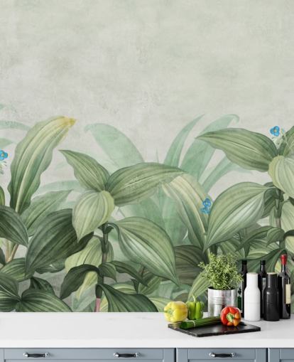 fris groen blad behang