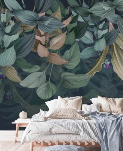 dark leafy wallpaper