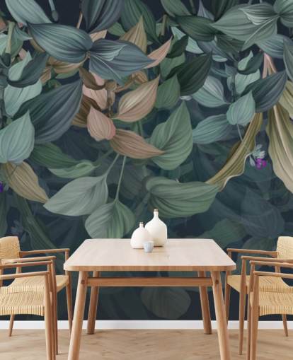 papel de parede de folhas escuras