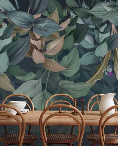 dark leafy wallpaper