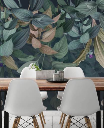 papel de parede de folhas escuras