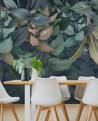 dark leafy wallpaper