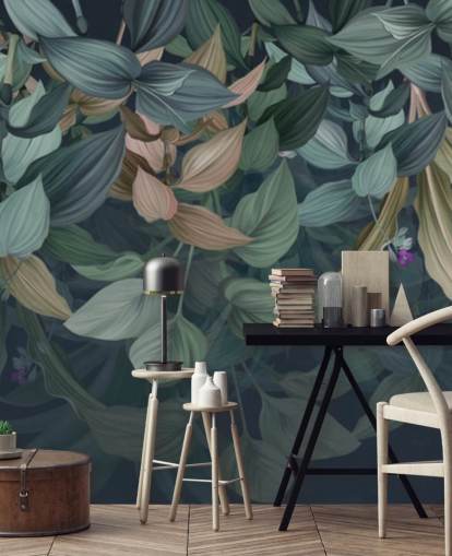 papel de parede de folhas escuras