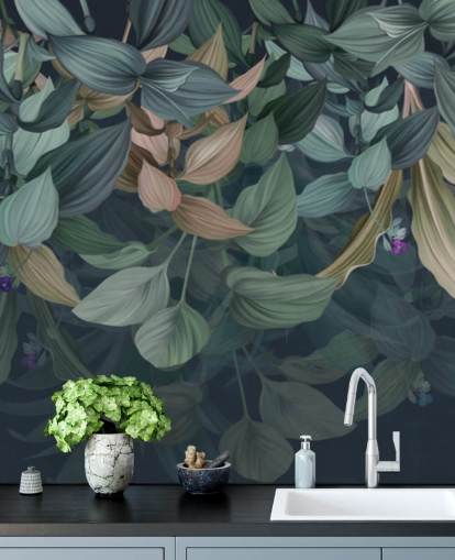 dark leafy wallpaper