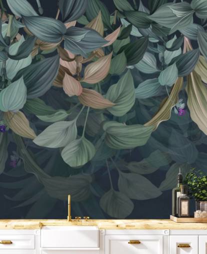 dark leafy wallpaper