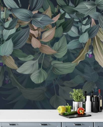 dark leafy wallpaper