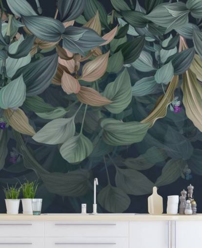 dark leafy wallpaper