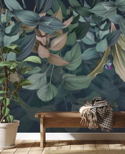 dark leafy wallpaper