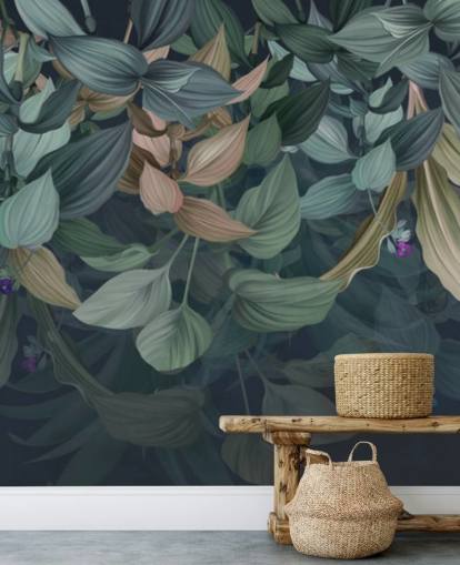 papel de parede de folhas escuras