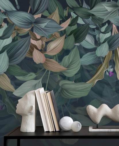 dark leafy wallpaper