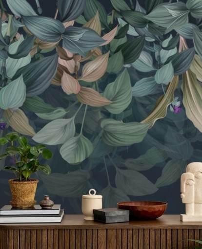 dark leafy wallpaper