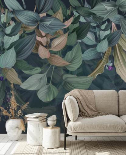 dark leafy wallpaper