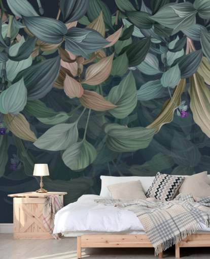 dark leafy wallpaper