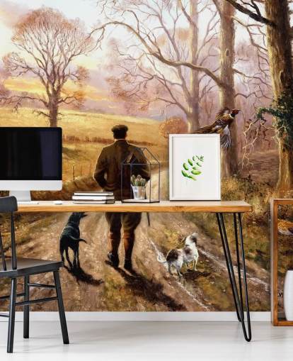 gamekeeper med hund gå ned land lane tapet gamekeeper med hund gå ned land lane tapet