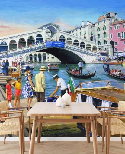 fondo de pantalla venecia bridge and gondolas