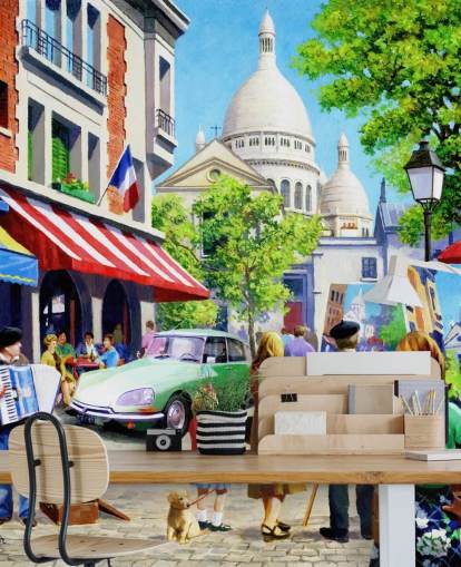 papel pintado sacre couer y calles parisinas en el pasado