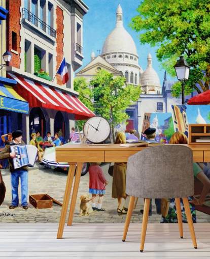 sacre couer and parisian streets in past wallpaper