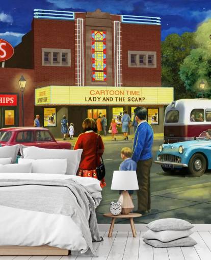 old cinema by street and family about to go in wallpaper old cinema by street and family about to go in wallpaper