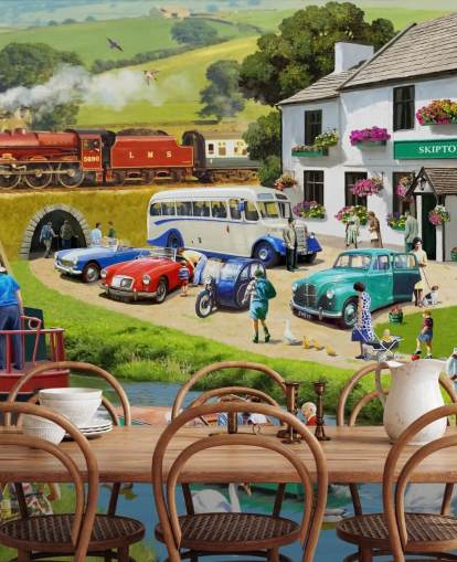 people in the yorkshire dales by canal and hills wallpaper