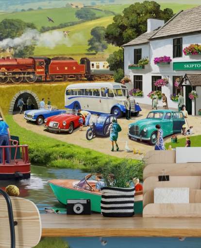 folk i Yorkshire dales ved kanal og bakker tapet folk i Yorkshire dales ved kanal og bakker tapet