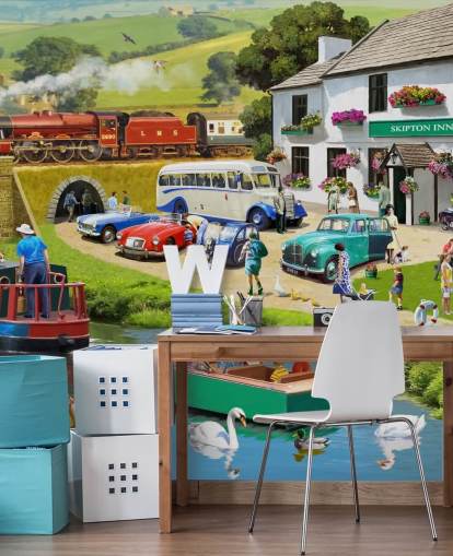 people in the yorkshire dales by canal and hills wallpaper