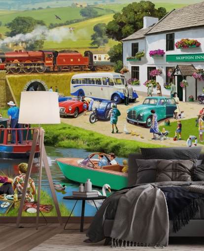 människor i yorkshire dales genom kanal och kullar tapeter