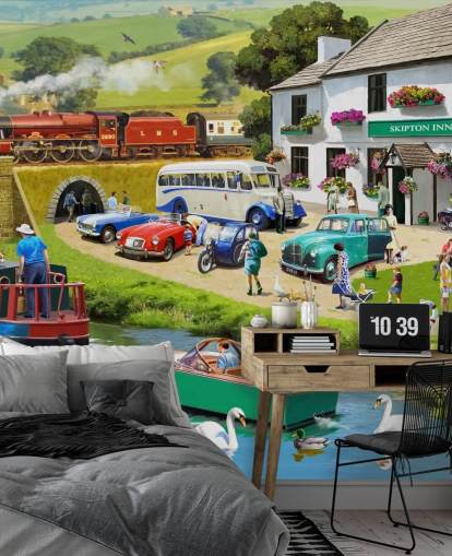 folk i Yorkshire dales ved kanal og bakker tapet