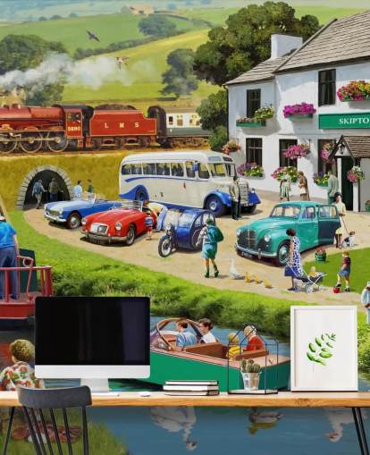 folk i Yorkshire dales ved kanal og bakker tapet