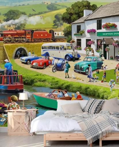 folk i Yorkshire dales ved kanal og bakker tapet