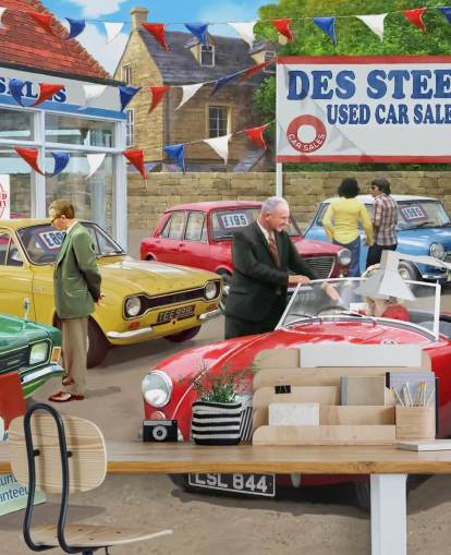 Männer verkaufen und kaufen Autos Tapete