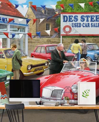 Männer verkaufen und kaufen Autos Tapete