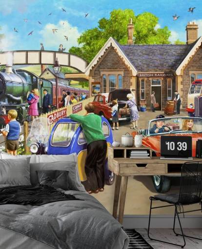 Fondo de pantalla de familias en el ferrocarril