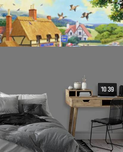 värikäs proomu veneitä kanava tapetti