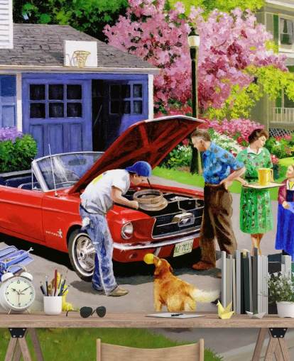 retro car in front of house wallpaper retro car in front of house wallpaper