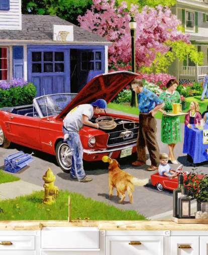 retro auto voor huisbehang