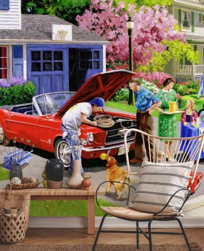 retro auto voor huisbehang